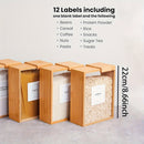 Contenedor de Almacenamiento de Bambú para Comida de 101.44 oz con Tapa Transparente - Ideal para Granos, Fideos, Harina | Organizador de Cocina Reutilizable y de Alta Calidad con Etiquetas para Identificación Fácil