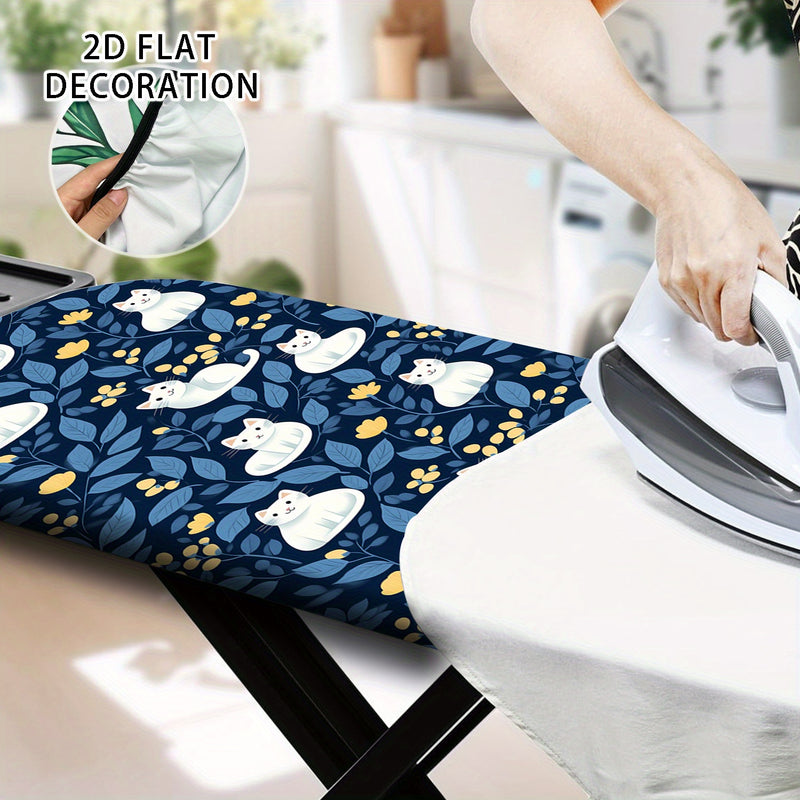 Accesorio de Planchado Decorativo 2D, Funda para Tabla de Planchar con Diseño de Gatos y Borde Elástico - Tamaño Estándar, Ideal para el Hogar o Regalo para Amantes del Artesanato, Accesorios para Lavandería, 1 Unidad (Tabla no Incluida), 2D Plano