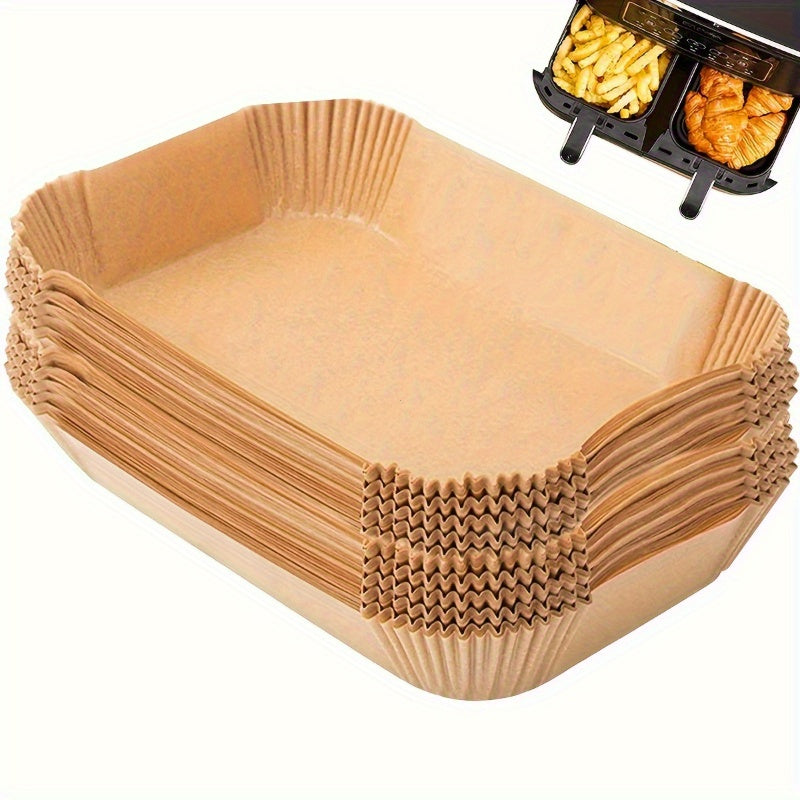 100 piezas de papel para freidor de aire antiadherente - Hojas de hornear resistentes al calor, a la grasa y al agua, adecuadas para freidor de aire, asado de carne y barbacoa - Ideal para cocineros caseros y entusiastas de la barbacoa, un must-have para