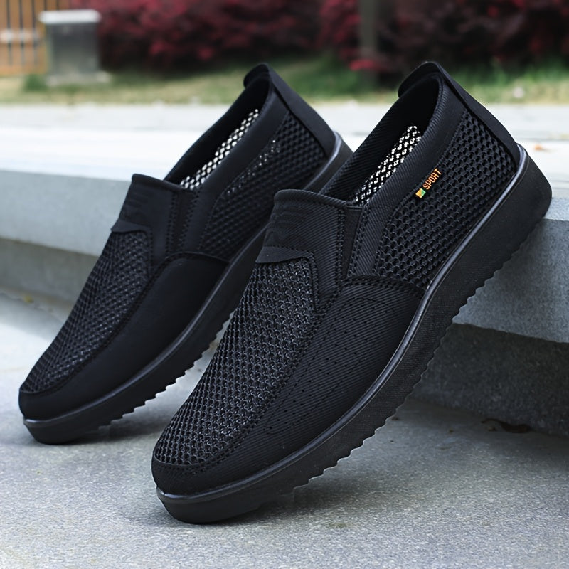 Zapatillas Casuales de Negocios para Hombre, Zapatillas Slip-On - Malla Ligera y Material PU Transpirable, Adecuadas para Senderismo al Aire Libre, Entrenamiento y Uso Diario en Todas las Estaciones - Estilo Urbano Gris/ con Suela de PVC, Diseño Moderno