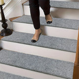 Pedales de escalera de madera para interiores, 5pcs/10pcs de conjunto de alfombras de escalera autoadhesivas antideslizantes, 30x8x1.8 pulgadas (76x20x4.5cm), fáciles de desmontar, antideslizantes y suaves, con adhesivo reutilizable, adecuado para person