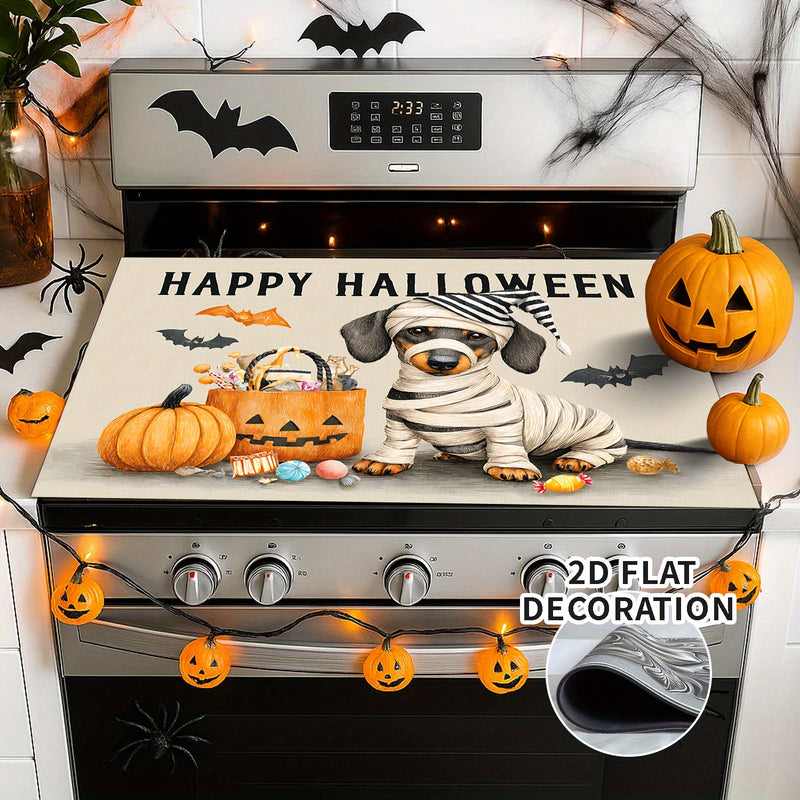2D Plano, Decoración 2D Plano, Cubierta de Estufa Eléctrica - Cubierta de Estufa de Gas con Forro de Goma, Decoración de Cocina de Halloween, Perfecta para Cualquier Cocina, Protección de Estufa, 1 Unidad, 2D Plano