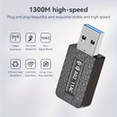 Adaptador WiFi de computadora de escritorio con velocidad de 1300Mbps, doble banda 2.4GHz y 5.8GHz, antena de alta ganancia, modo de alimentación USB, compatible con Windows 7/8/8.1/10/11, sin batería incluida