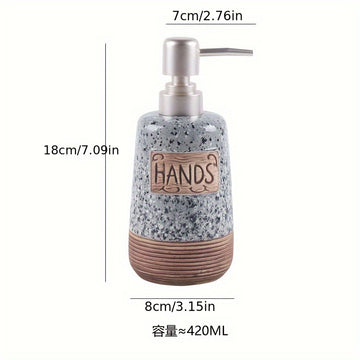 1 dispensador de jabón de cerámica, botellas de bomba de loción artesanales vintage, dispensadores de jabón para cocina y baño, estilo rústico para jabón para platos y jabón de manos, dispensador de loción recargable
