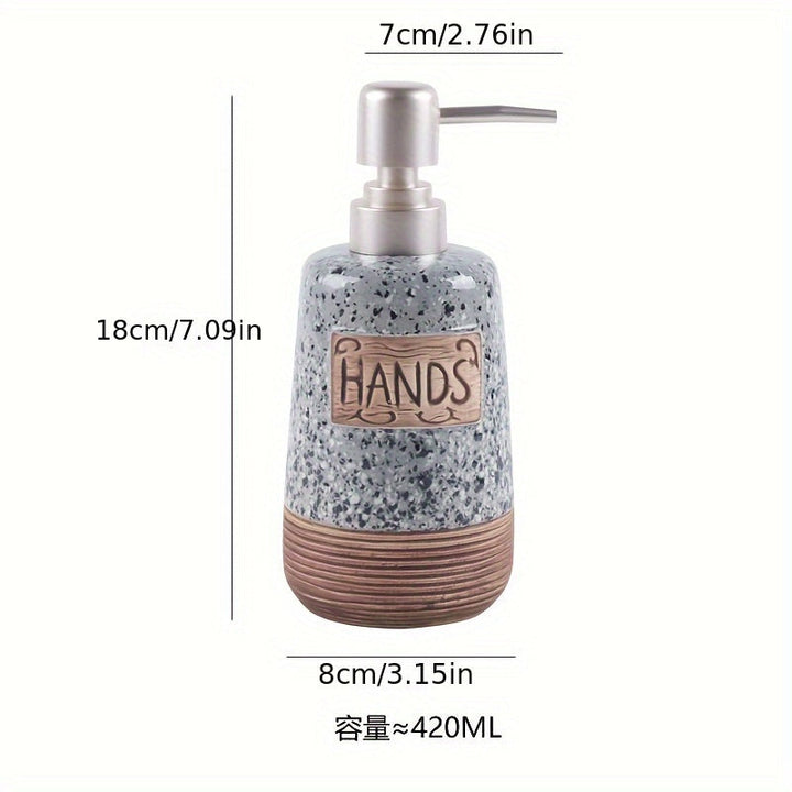 1 dispensador de jabón de cerámica, botellas de bomba de loción artesanales vintage, dispensadores de jabón para cocina y baño, estilo rústico para jabón para platos y jabón de manos, dispensador de loción recargable