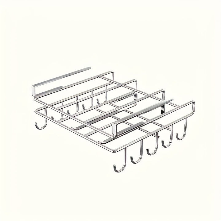 Estante de almacenamiento de cocina de doble capa con montaje en pared de acero inoxidable con acabado de madera - Diseño sin taladro para ahorrar espacio para tablas de corte, tapas, espátulas y utensilios - Organizador de puertas de armarios de cocina