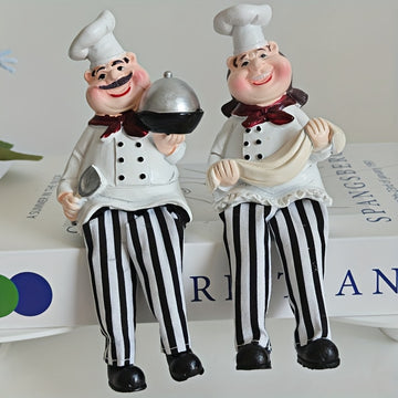 Juego de 2 piezas de decoración con resina para chef en pareja - Decoración moderna para el hogar, restaurante occidental y pastelería, tema creativo para cocina y café, regalos originales