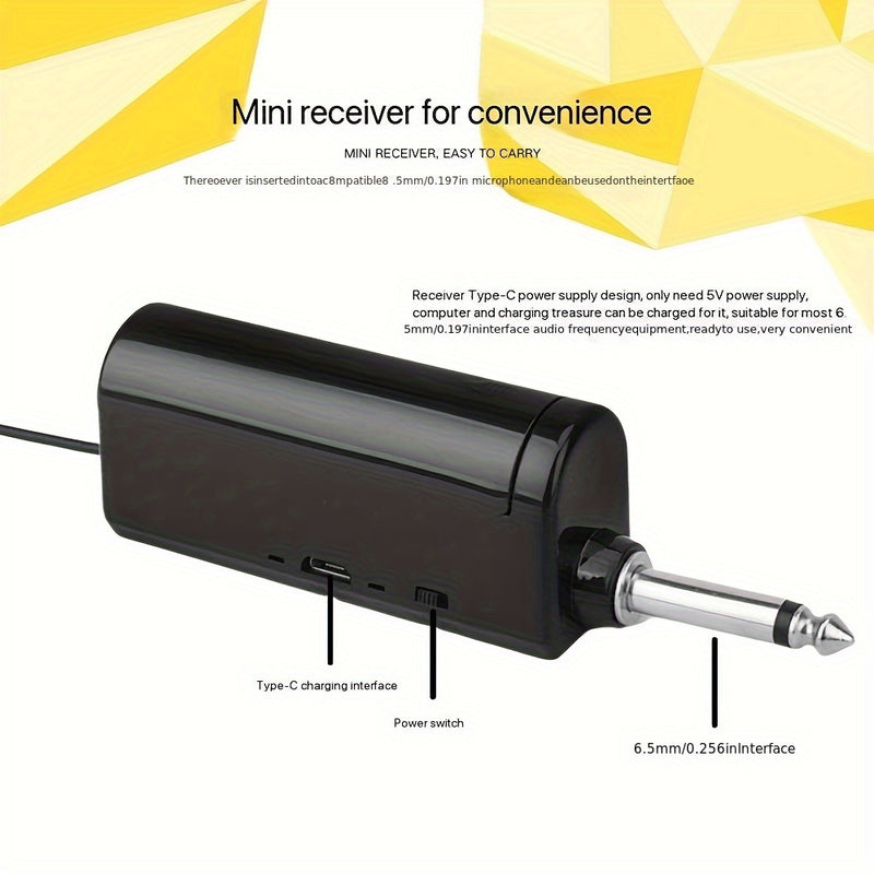 Sistema de micrófono inalámbrico, micrófono de karaoke portátil recargable con enchufe de 6,35 mm y adaptador de 3,5 mm, adecuado para fiestas, reuniones y bodas.