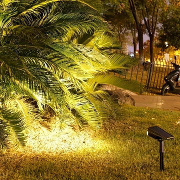 7 luces LED alimentadas por energía solar, carga solar, montaje en pared/estaca en tierra, uso dual, portátil y fácil de colocar, iluminación de paisaje y senderos impermeable, instalación flexible y conveniente, adecuada para porches, vallas, árboles de