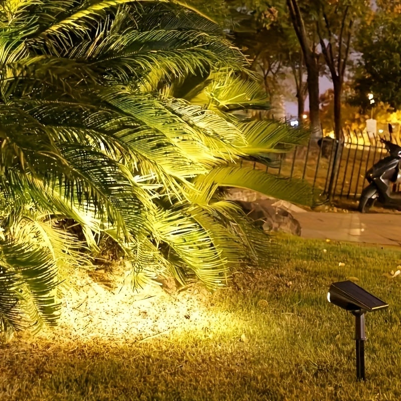 7 luces LED alimentadas por energía solar, carga solar, montaje en pared/estaca en tierra, uso dual, portátil y fácil de colocar, iluminación de paisaje y senderos impermeable, instalación flexible y conveniente, adecuada para porches, vallas, árboles de