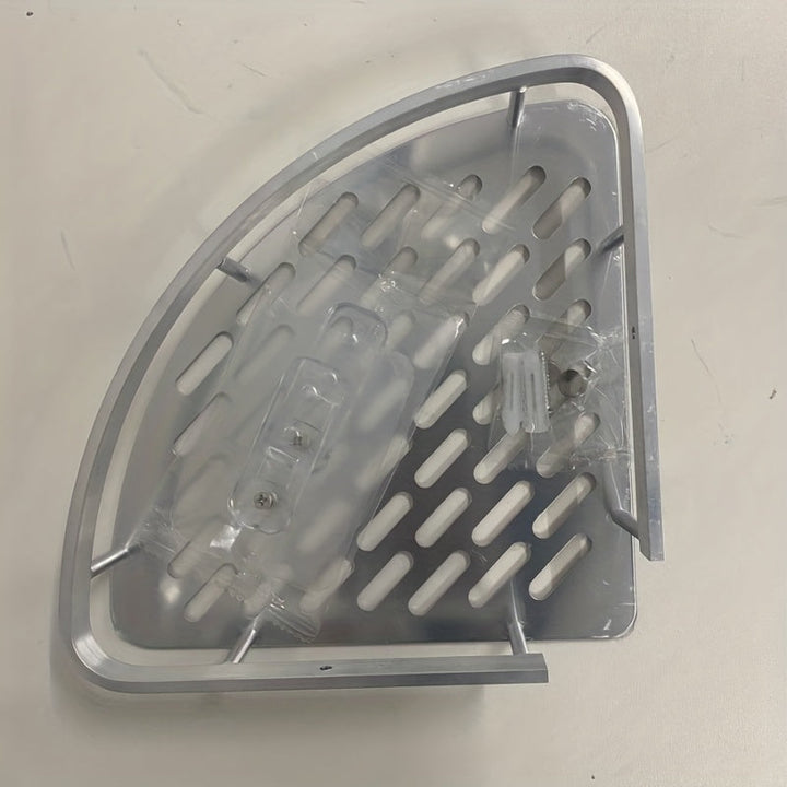 Estantería de Baño Montada en la Pared con Ventosa - Paquete de 1, Estante Triangular Impermeable sin Taladro con Barra para Toallas para Cosméticos y Artículos de Aseo, Fácil Ensamblaje, Diseño Ahorra Espacio, Acabado Metálico Elegante, Superficie Fácil