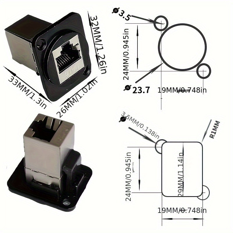 5 Piezas Adaptador RJ45 Ethernet - Conector Macho a Macho Cat6 de Acero Inoxidable y Aleación de Zinc con Tornillos/Notas para Cableado Seguro, Cables de Red Duraderos