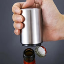 Abrebotellas magnético de acero inoxidable, abridor de tapas a presión, automático con sistema push-pull, ideal para hoteles, cenas familiares, bares y restaurantes (1 unidad)