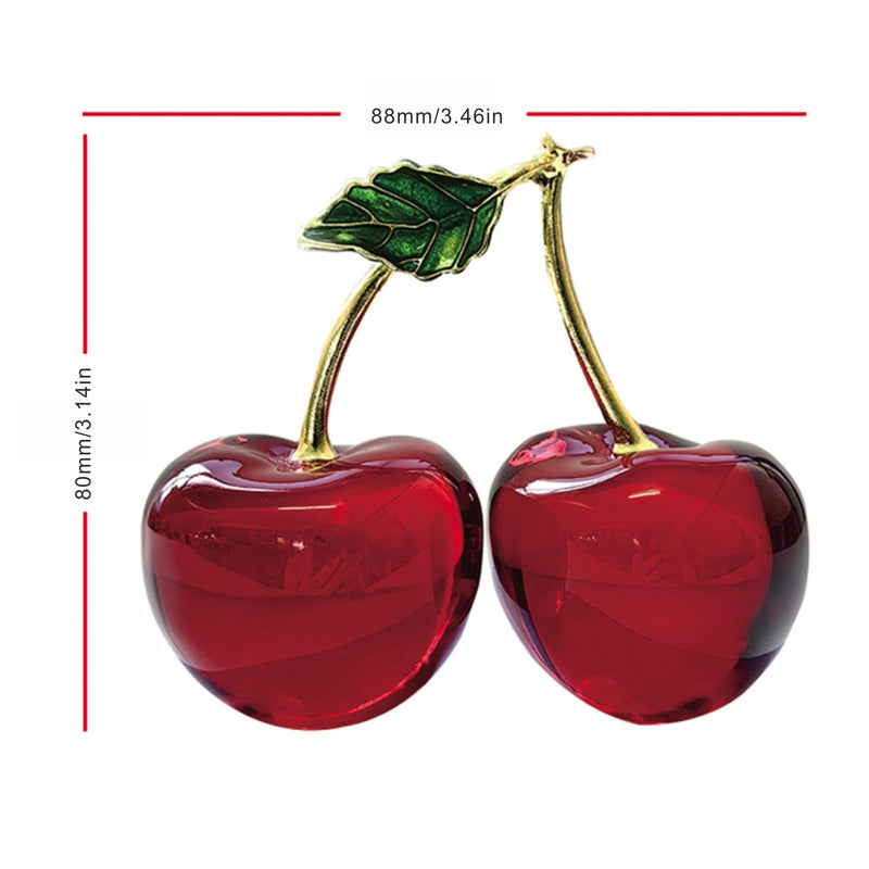 1 ud Exquisita Figura de Cereza de Cristal de Vidrio - Papel Pesa de Fruta Roja Vibrante, Elegante Centro de Mesa y Regalo Considerado para Entusiastas de la Decoración del Hogar - Añade un Toque de Lujo a Cualquier Habitación