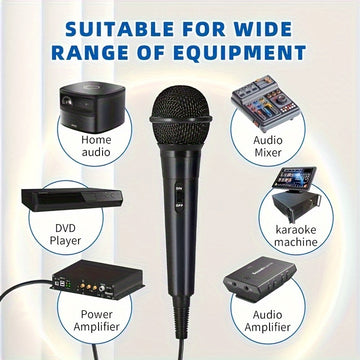 Microfono dinámico con cable, , adecuado para KTV, teclado electrónico, amplificador de guitarra, mezclador y computadora - conexión universal 6.35mm/0.25 pulgadas