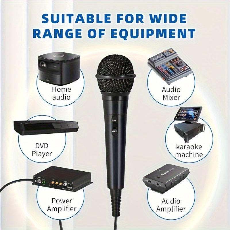 Microfono dinámico con cable, , adecuado para KTV, teclado electrónico, amplificador de guitarra, mezclador y computadora - conexión universal 6.35mm/0.25 pulgadas
