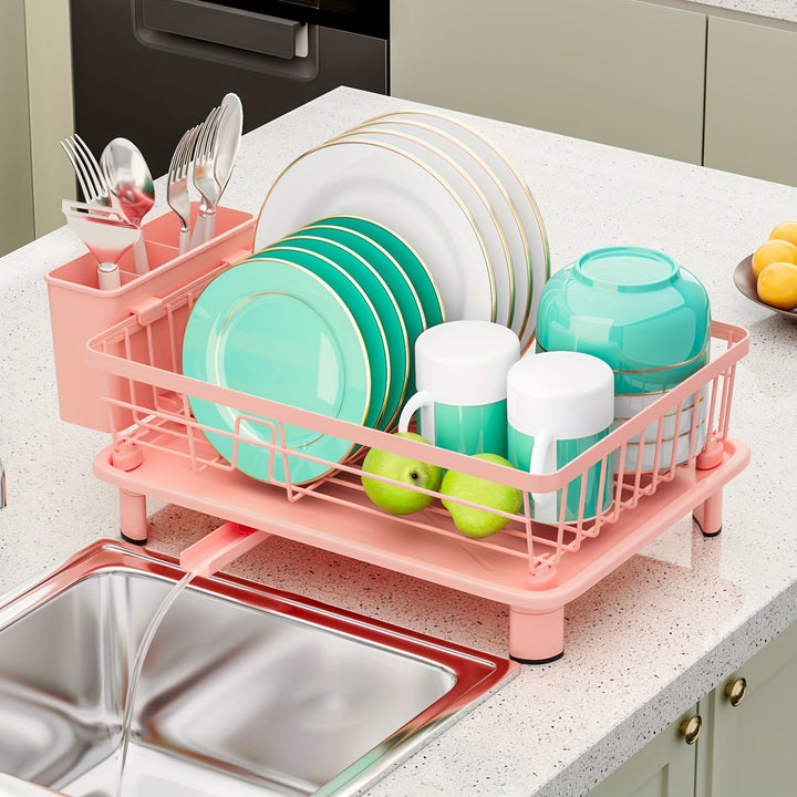 1pieza Escurreplatos, Escurreplatos Ahorrador de Espacio, Escurreplatos para la Encimera de la Cocina, Escurreplatos Anti-Óxido con Soporte de Utensilios y Ranuras para Cuchillos, para la Encimera y el Armario de la Cocina, Accesorio de Cocina