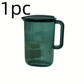 1pc Jarra de Agua Fría de 2L de Gran Capacidad con Tapa - Recipiente de Bebida de Plástico Duradero, Opciones en Teal y Transparente con Asas Negras, Perfecto para la Cocina de Casa y Camping al Aire Libre, Jarra de Agua para Nevera