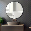 1 espejo de tocador nórdico redondo para pared, alta definición para una reflexión clara, instalación sin taladro para dormitorio y baño, decoración práctica y estética para el hogar, espejo de maquillaje.
