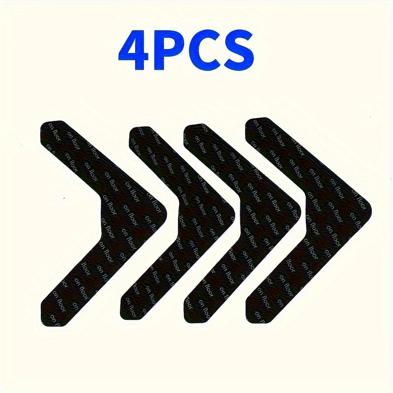 Cinta adhesiva de doble cara para alfombras, disponible en 4, 8 o 16 unidades, diseñada para prevenir resbalones. Esta cinta lavable es adecuada para alfombras de área y puede ser reutilizada, lo que la hace ideal para pisos de madera y baldosas.