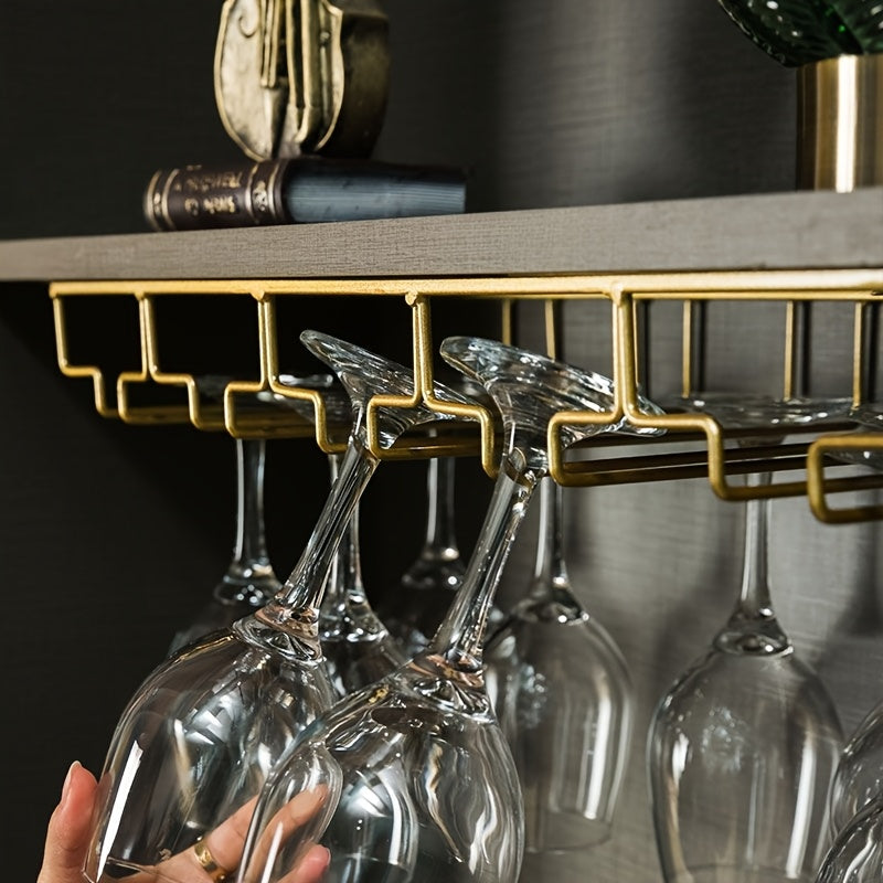 1 pieza de soporte elegante para vino de hierro - Elegante soporte de vino de hierro con diseño de barra creativo, acabado de metal barnizado, diseño de almacenamiento de vino con múltiples vasos, accesorio de barra