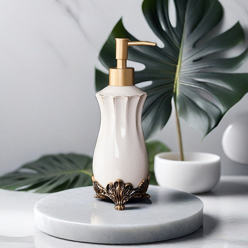 Un dispensador de jabón de cerámica elegante, botella de bomba de color sólido creativo para el baño, champú y gel de ducha de hotel, botella de líquido de mesa con bomba creativa para rellenar, accesorios de baño, regalos de Navidad y Halloween.