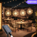 Paquete de 1, Luces Solares Colgantes LED para Exteriores con Fuegos Artificiales, Luces Esféricas de Estallido de Estrellas Brillantes LED, Impermeables IP65 con 8 Modos y Cable de Cobre para Patio, Sombrilla, Alero, Jardín, Árbol, Tienda, Decoración Na