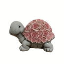 1 estatua de tortuga con energía solar y concha de rosa que brilla - Decoración de jardín al aire libre IP44, control de botón de energía solar, batería, ideal para fiestas de cumpleaños y regalos de San Valentín, decoración de tortuga