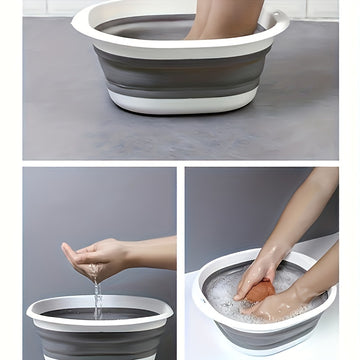 Baño grande plegable de doble tono portátil - Plástico grueso, ideal para uso doméstico - Lavado de caras, verduras y ropa, bañera para remojar los pies
