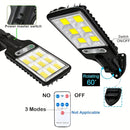 1 foco solar con control remoto, 90 LED COB, sensor de movimiento, montaje semiempotrado, material plástico, acabado pulido, plegable, accesorio desmontable, carga solar, batería de litio recargable, montaje en pared, incluye hardware de instalación