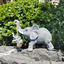 Figuras de elefante de resina con columpio - Estatuas de animales coleccionables de dibujos animados para decoración del hogar - Decoraciones versátiles para interiores y exteriores para todas las fiestas - No se requiere energía