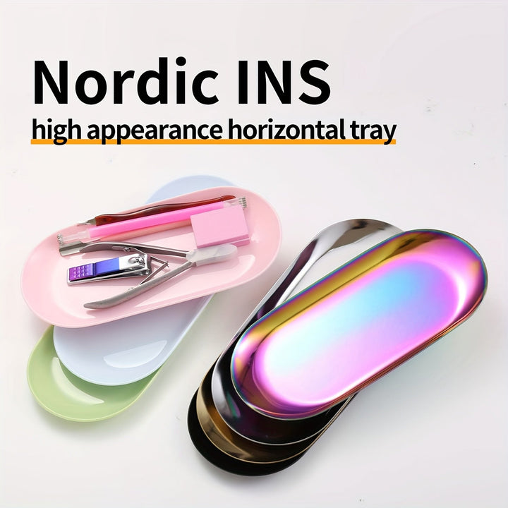 Bandeja para Salón de Uñas - Bandeja Desechable o Reutilizable para Manicura/Pedicura, Organizador para Técnicos con Pinzas, Empujador de Cutículas y Limas - Compatible con Electricidad (Uso en Salón o Personal) - Superficie Fácil de Limpiar - Material H