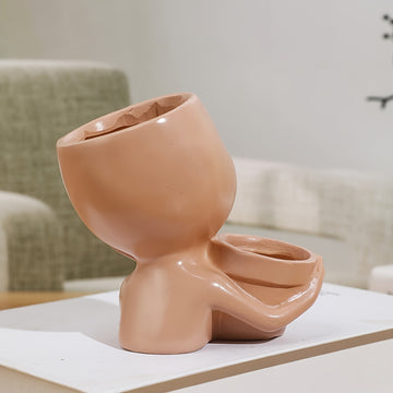 Jarrón de resina clásico con diseño de rostro humano - Ideal para decoración del hogar