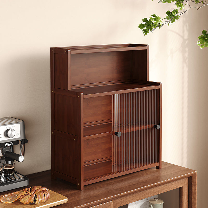 1 gabinete de almacenamiento moderno de bambú con puertas - Organizador multiusos para cocina, sala, dormitorio u oficina - Material de madera duradera, no requiere ensamblaje, diseño minimalista, acabado natural