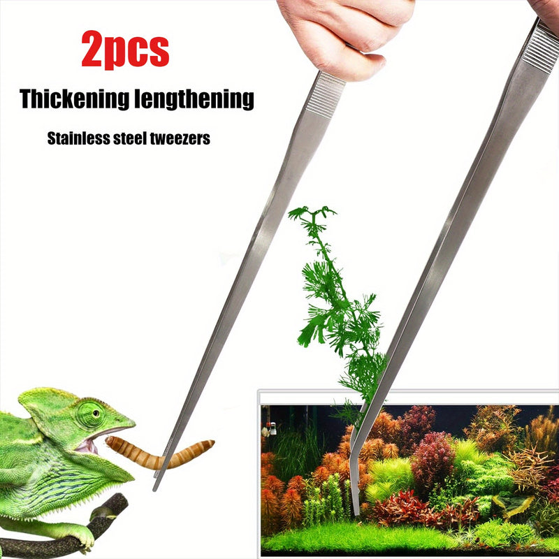 2 piezas de pinzas de acero inoxidable ultra largas de 11,8 pulgadas (30,0 cm), clip de recuperación grueso para bonsái DIY, jardinería, cuidado de mascotas, alimentación de reptiles, joyería - Durabilidad y control preciso, pinzas para jardinería