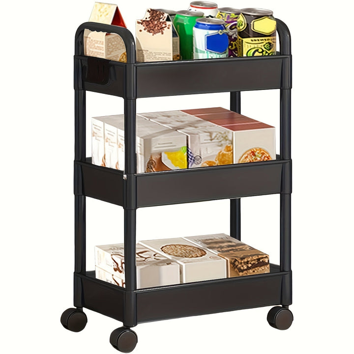 Carrito organizador de 3 niveles con ruedas, versátil para cocina, oficina y hogar, estante de plástico blanco para padres y familia, carrito de almacenamiento para cocina