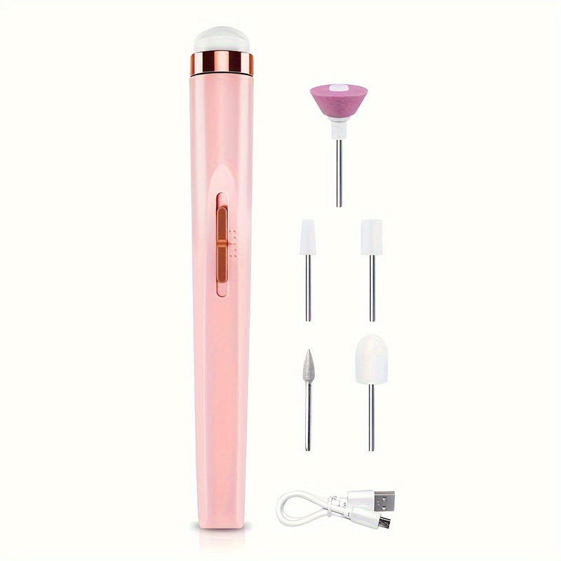 Kit de taladro eléctrico para uñas recargable por USB, máquina pulidora portátil, herramienta profesional multifuncional para manicura y pedicura