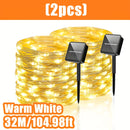32.0 metros 300 luces de hada solares LED, 8 modos luces de cadena para exteriores para jardín, patio, árbol, Navidad, boda, RV, Halloween, Ramadán - Luces eléctricas portátiles solares IP54 para exteriores, iluminación de jardín | Iluminación festiva |