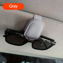 Soporte para gafas de visera de coche, gancho para gafas de cuero sintético, clip para tarjeta de boleto, ajuste firme automático, instalación fácil, accesorio de interior de coche elegante, regalo ideal para vacaciones.