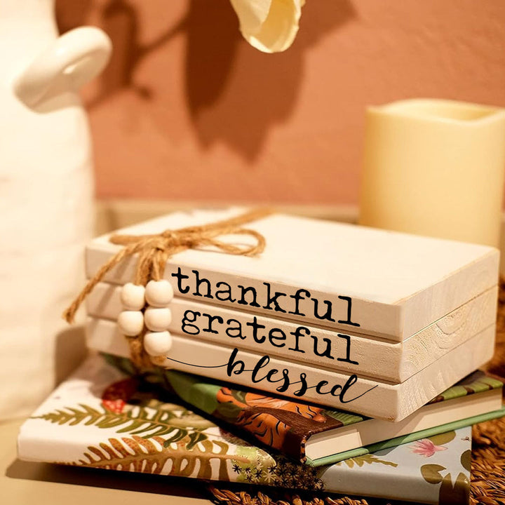 Estantería Decorativa de Madera Blanca de 3 Piezas, Estantería Rústica de Granja, Estantería para Mesa de Café, Estantería Falsa con Borlas de Cuentas de Madera para Decoración Moderna del Hogar