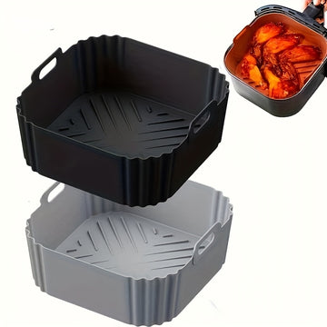 1/2 piezas de Revestimiento de Silicona para Freidora de Aire de 22.35 cm, Adecuado para Freidoras de 5.5 a 7 QT, Olla de Silicona Resistente al Calor y Fácil de Limpiar, Accesorios para Freidora de Aire