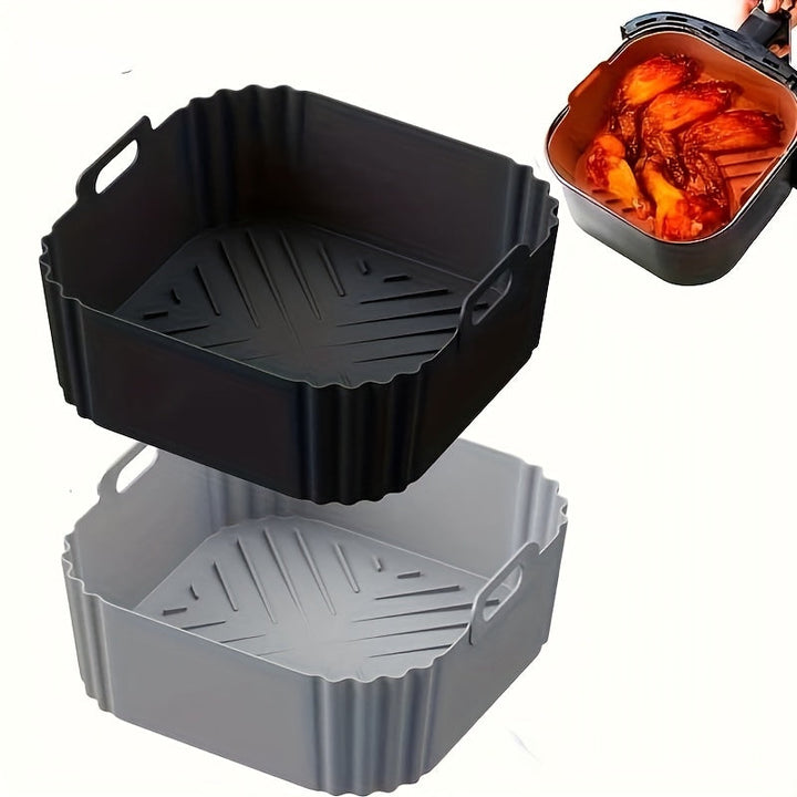 1/2 piezas de Revestimiento de Silicona para Freidora de Aire de 22.35 cm, Adecuado para Freidoras de 5.5 a 7 QT, Olla de Silicona Resistente al Calor y Fácil de Limpiar, Accesorios para Freidora de Aire