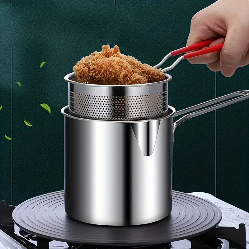 Freidora de Acero Inoxidable con Rejilla Filtro - Diseño Compacto, Duradero y Fácil de Limpiar para Papas Fritas Perfectas, Pescado, Pollo - Electrodoméstico Esencial para Cocina, Freidora Sin Aceite, Diseño Compacto, Rejilla Integrada