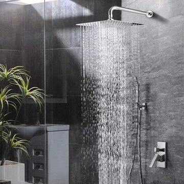 Juego de Ducha de Acero Inoxidable 8 Piezas, Cabezal Giratorio Grande con Cobertura Total del Agua, Diseño Ultra Fino, Accesorios para Baño