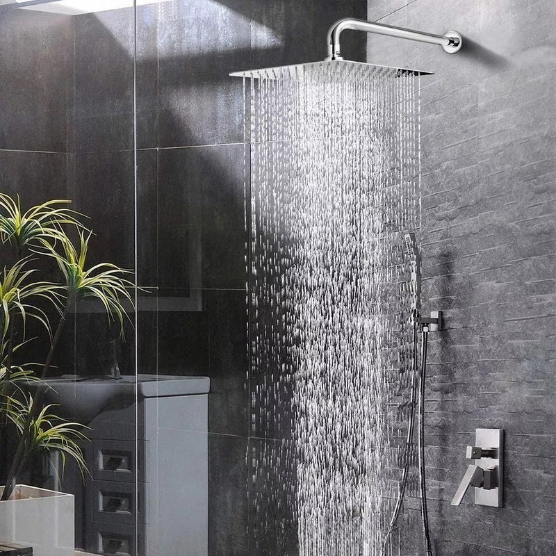 Juego de Ducha de Acero Inoxidable 8 Piezas, Cabezal Giratorio Grande con Cobertura Total del Agua, Diseño Ultra Fino, Accesorios para Baño