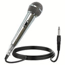Micrófono de bobina móvil con cable universal, micrófono de karaoke clásico plateado con altavoz de varilla extensible, micrófono de mano para grabación con altavoz portátil, compatible con mezcladoras, DVD, grabaciones, transmisiones en vivo, altavoces