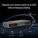Conmutador Ethernet Davuaz Ultra-Rápido de 7 Puertos 2.5G - Conectar y Listo, Diseño Sin Ventilador, 5 Puertos RJ45 de 2.5G + 2 Puertos Ópticos SFP+ de 10G, Compatible con Velocidades de 100/1000/2500Mbps, Ideal para Punto Acceso Inalámbrico, NAS, PC y M