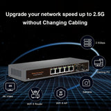 Conmutador Ethernet Davuaz Ultra-Rápido de 7 Puertos 2.5G - Conectar y Listo, Diseño Sin Ventilador, 5 Puertos RJ45 de 2.5G + 2 Puertos Ópticos SFP+ de 10G, Compatible con Velocidades de 100/1000/2500Mbps, Ideal para Punto Acceso Inalámbrico, NAS, PC y M