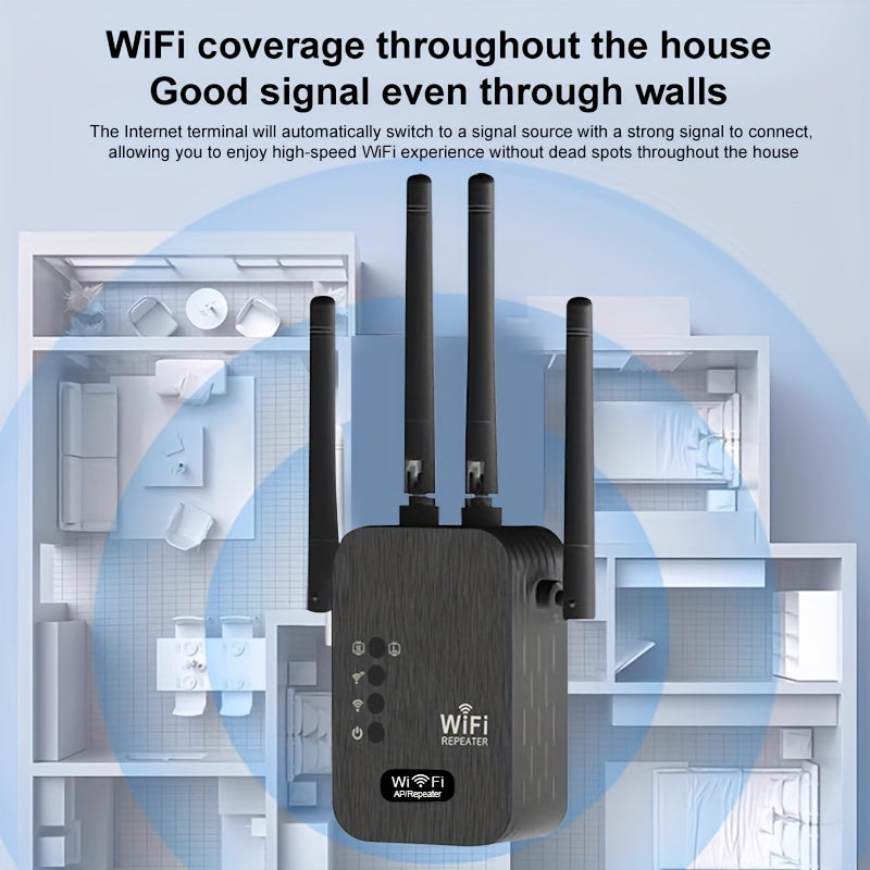 Amplificador de Señal WiFi para Hogar, Extensor WiFi con Alcance Largo hasta 12880 Pies Cuadrados y 105 Dispositivos, Repetidor WiFi con Puerto Ethernet, Amplificador de Internet