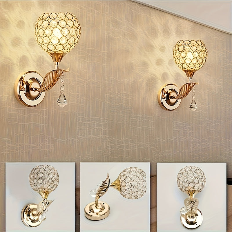 1pc Lámpara de Pared Semi-Encastrada Moderna de Cristal - Acabado Dorado Pulido, Fijación Removible, Compatible con E26/E27 y Alexa, Instalación Directa para Dormitorio, Sala de Estar, Baño (Bombilla No Incluida), Decoración Moderna para Baños, Iluminaci